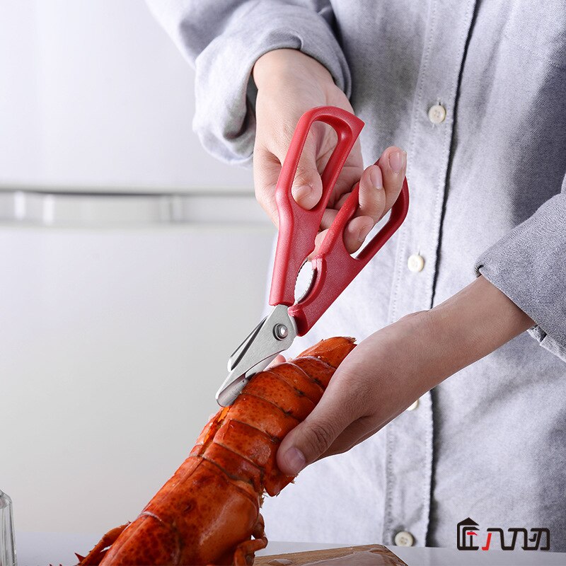 Otte knive skaldyr saks hummer krabbe saks køkken saks rustfrit stål hummer saks køkkenredskaber