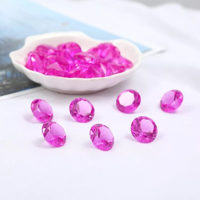Bijoux en Faux diamant 20MM, coffre au trésor, Pirate, cristal acrylique, remplissage, jouets, accessoires, confettis, décorations de mariage: rose red