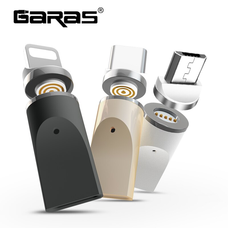 Garas magnetische adapter voor 8- pins/micro/usb type c ondersteuning lader en data magneet adapter
