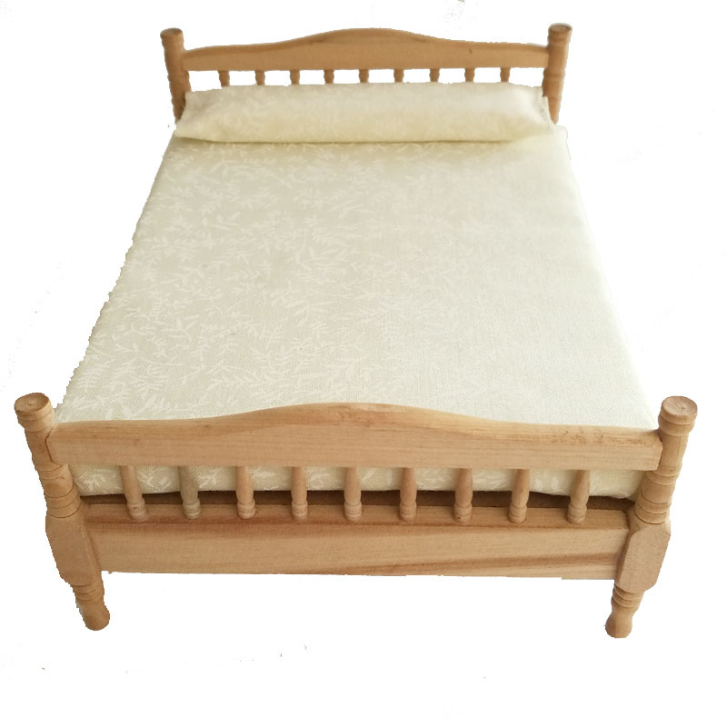 1/12 Houten Poppenhuis Bed Meubels Speelgoed Voor Poppen Ob11 Slaapkamer Accessoires Pretend Play Toysfor Meisjes