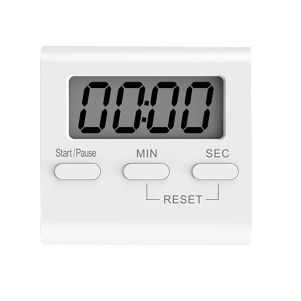 1pc White Thin LCD Digital Screen Kitchen Countdown Timer Magnet Clock Sleep Stopwatch Clock Timer Temporizador Clock: Default Title