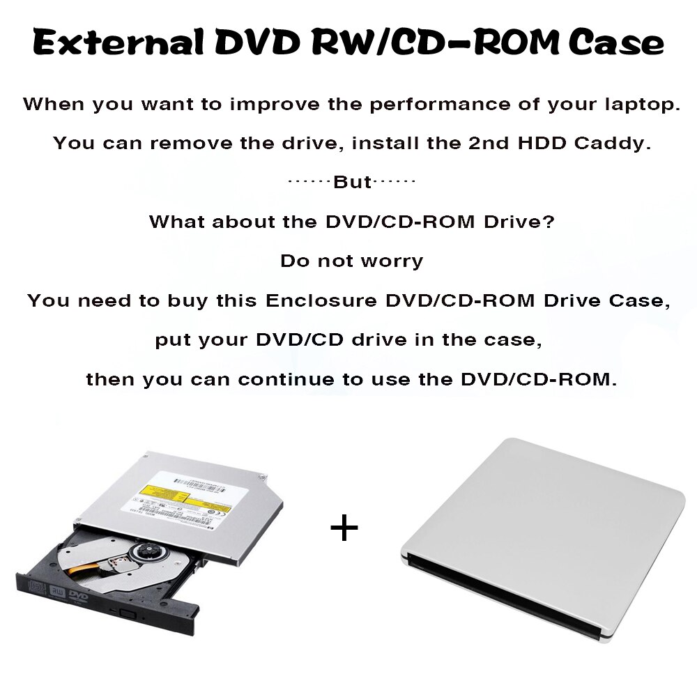 Metal Ultra Slim Portable DVD Player Case USB 3.0 SATA 9.0/9.5mm External Optical Disk Drive Case Box for PC Laptop Notebook