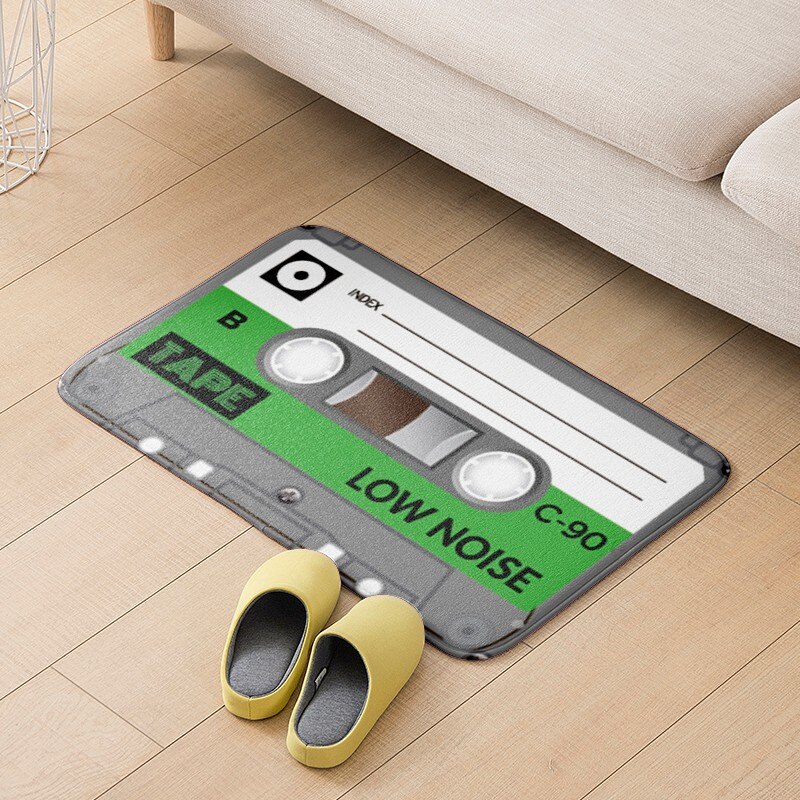 Felpudo antideslizante con cinta musical para decoración de puerta, Alfombra de franela gruesa con patrón de tendencia de Hip-hop, para baño y sala de estar: style2