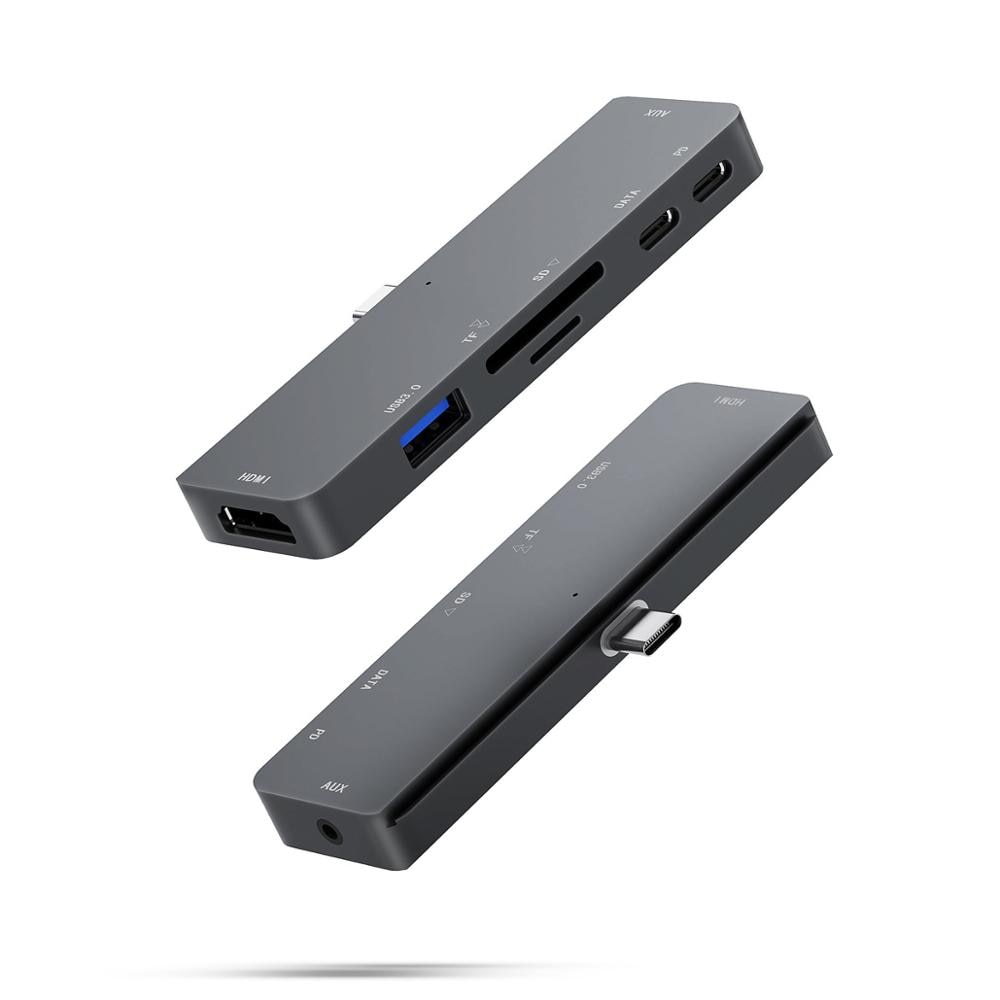 7 in 1 usb c hub til ipad pro 11 " /12.9 ", type c  to 4k hdmi adapter med usb 3.0, pd opladning, sd/tf kortlæser ,3.5mm stik