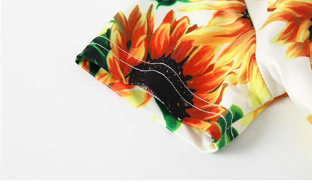 1-6Y Kids Boys Shirt Sunflower Print Tops Summer Stylish Short Sleeve Lapel Tops for Children Baby