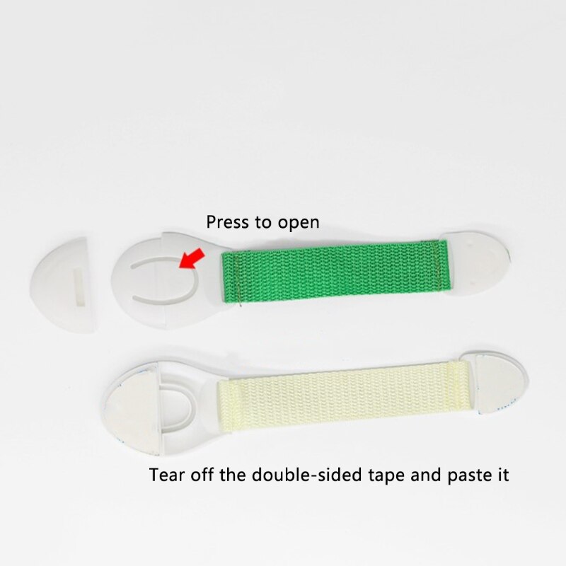 10 Pcs Child Safety Locks Soft Woven Straps Plastic Security Lock Infant Baby Protection for Door Cupboards Fridge Drawer Cabine