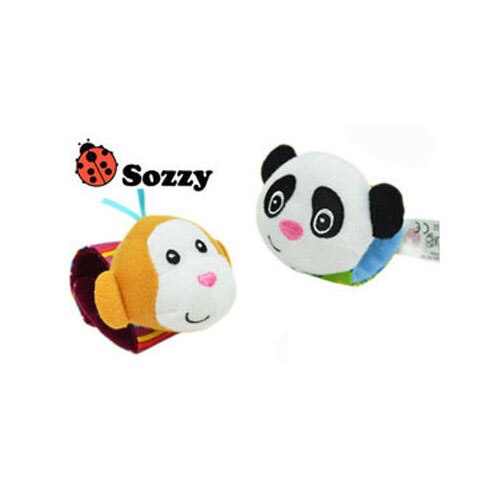 SOZZY 2 stks/set Pols Rammelaar 15*3.5 cm dier Voet Sokken 14*6.5 cm Squishy Baby Baby Speelgoed pluche Pasgeboren sussen suffed pop: Wrist 2 no paper