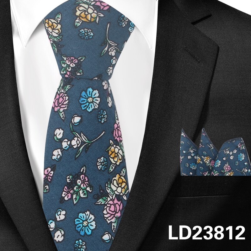 Cravate Paisley classique en coton pour hommes, ensemble Hanky pour hommes, cravates formelles à imprimé Floral pour fête de mariage, cravates de cou de marié: LD23812