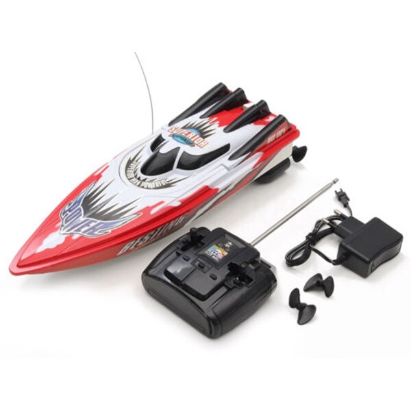 Radio fjernbetjening højhastighedsbåd twin motor rc racing udendørs rød/grøn legetøjsskibe fjernbetjening rc barco til børn: Rød