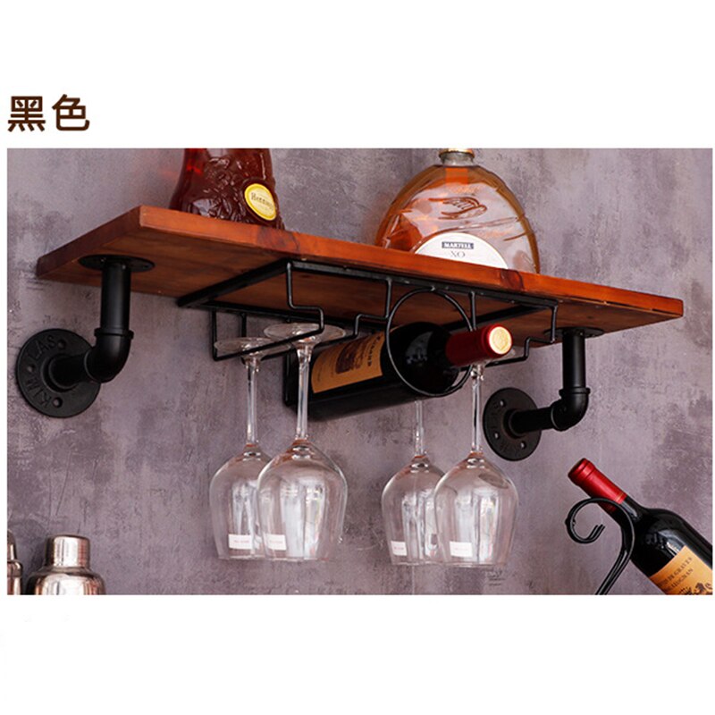 Opknoping Wijnfles Houder Rek Ondersteuning Voor Beker Glas Metalen Muur Decor Plank Wijn Organizer Hanger: black 1-hole