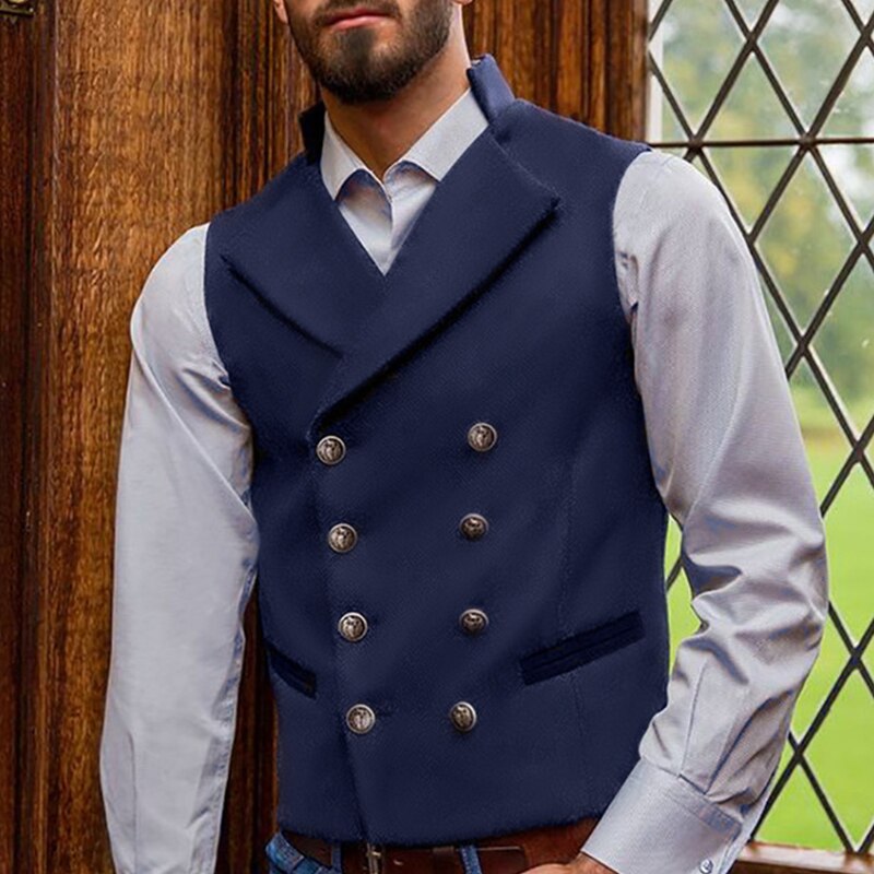 Herren Anzug Weste Grün Revers Kragen Zweireiher Einfarbige Strickjacke Weste Jacke Beiläufige Dünne passen Gilet Männer Weste