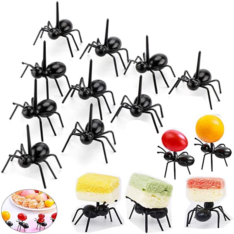48 Pieces Reusable Ant Food Pick Fruit Toothpicks Dessert Fork Animal Appetizer Forks Cocktail Picks for Snack Cake Dessert: 36PCS