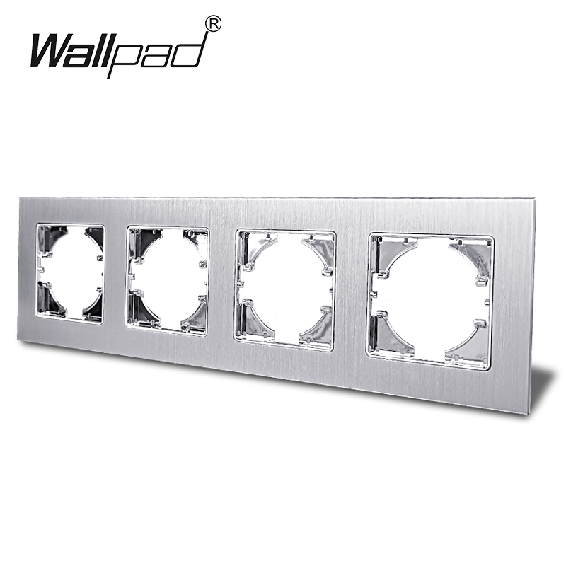 1 2 3 Gang Kortstondige Reset Schakelaar Met Led Diy Grey Silver Metal Brushed Frame 16A Eu Frans Sockets Usb tv Data Cat6 Outlet