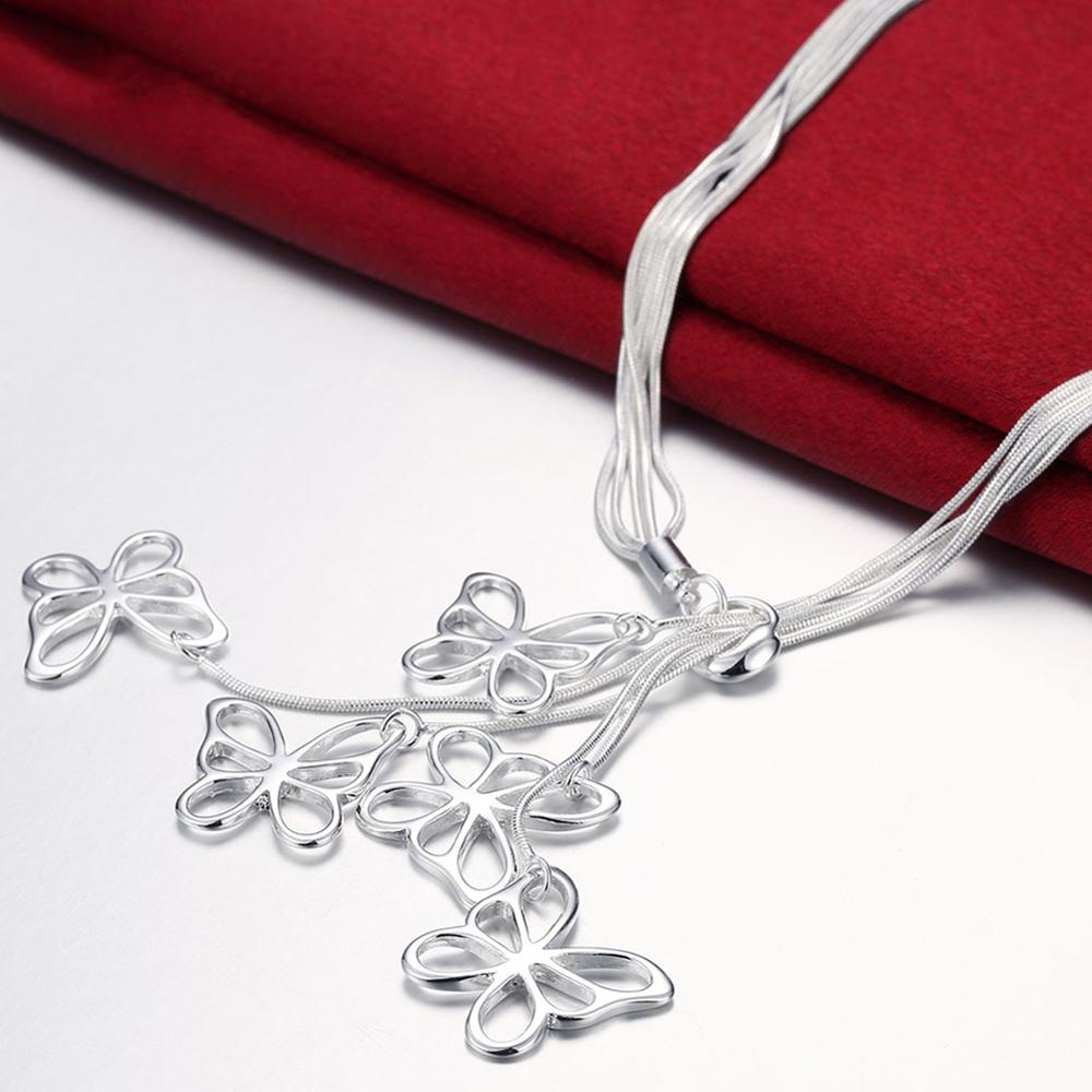Collar de plata 925 con colgante de cinco mariposas para mujer, joya de , de joyería Glamour