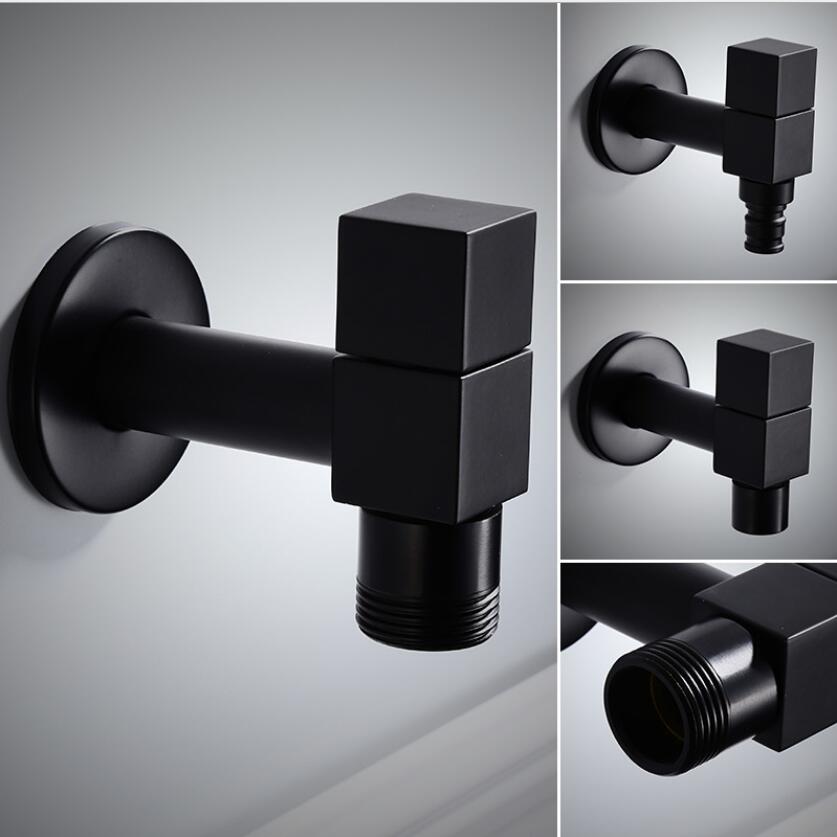 Black Single Handle Brass Washing Machine Faucet /Garden Water Tap / and Mop Pool Faucet / Laundry Sink Cold Water Taps