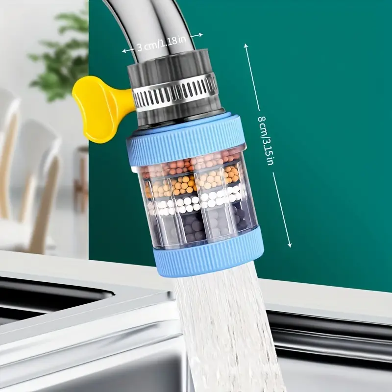 6-lagen universele keukenkraan luchtreiniger kraanfilter waterbesparende waskolf actieve koolfiltratie douchekop mondstukfilter: YELLOW