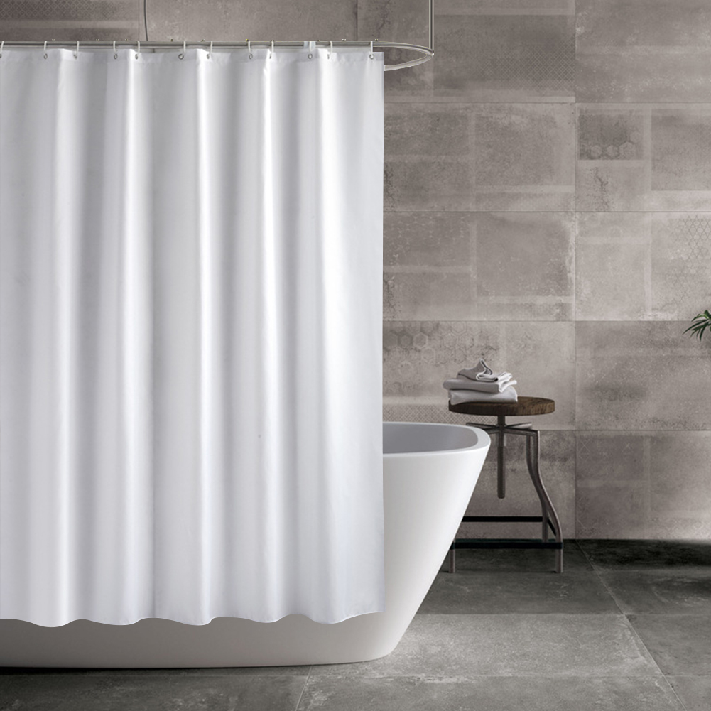 Solid Color Shower Curtain with Bottom Counterweight Waterproof Washable Bathroom Decor Shower Curtain with Hooks