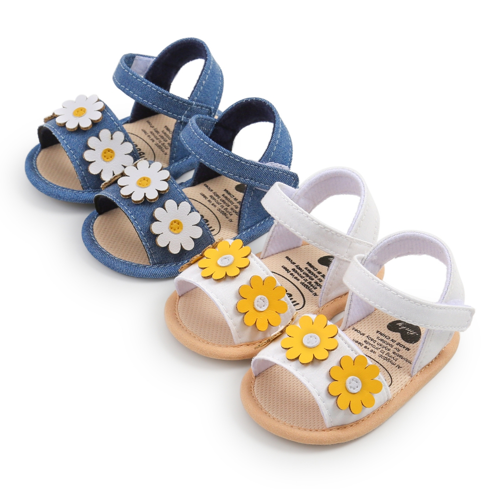 Baby Girls Summer Sandals With Flower Newborn Toddler Flat Shoes+Headband Infant Girls Sandals First Walker Crib Shoes
