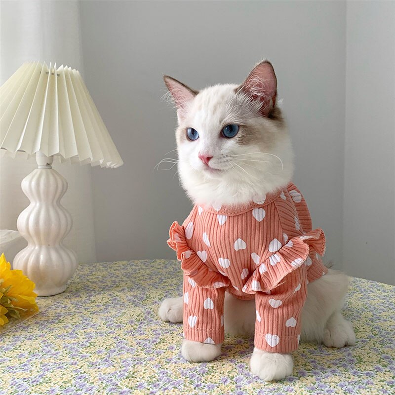 Kat Kleding Hart Print Pet Kleding Voor Kleine Katten Honden Kat Kostuums Zachte Kitten Kitty Jas Puppy Katten Outfit mascotas
