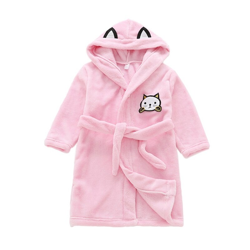 Children Robes Soft Baby Bathrobe Cute Animal Cartoon Babies Blanket Kids Hooded Bathrobes Toddler Bath Towel: Pink / 7