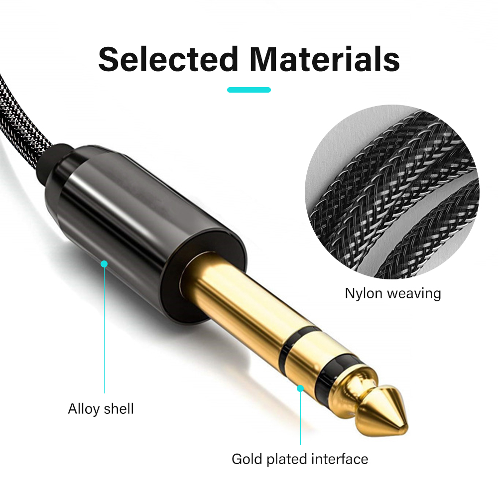 6.35 mm To 3.5 mm Jack Aux Cable For Electronic keyboard Drum Guitar Mixer Audio Connector Hifi Stereo Sound Adapte