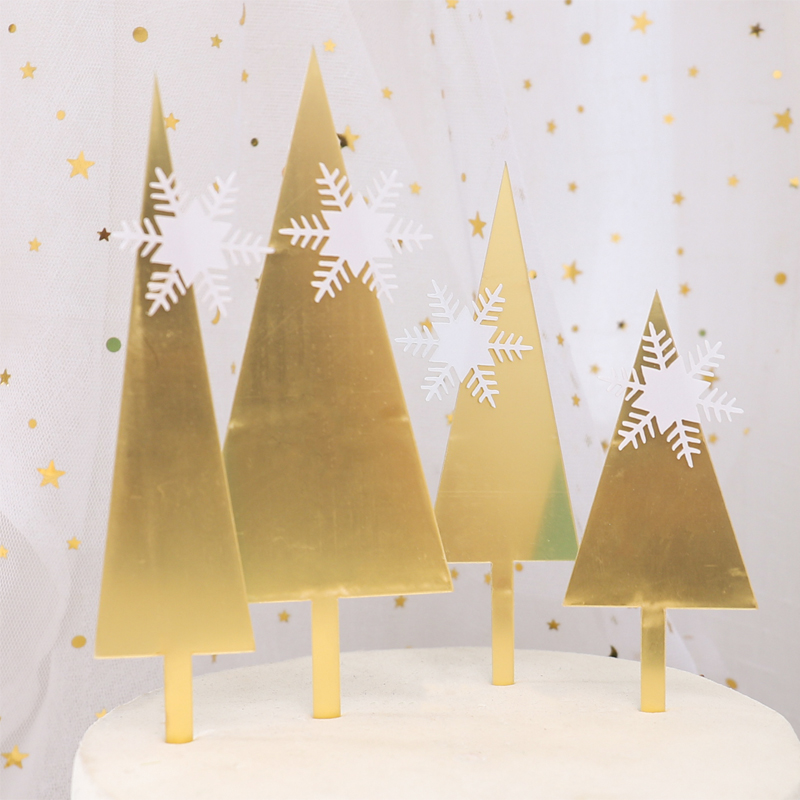 szczęśliwy urodziny ciasto cylinder płatek śniegu zamek ciasto dekoracja akryl niebieski Christmas drzewo Cupcake Toppers pieczenie impreza dekoracje