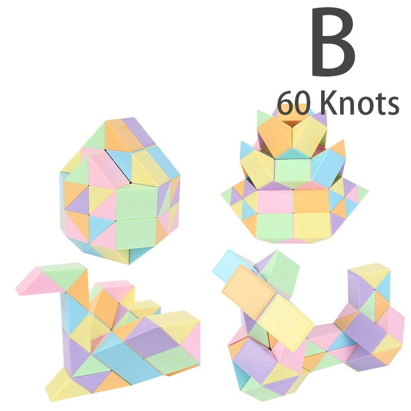 3D Magie Schlange Herrscher Dekompression Spielzeug Antistress-Cube Twist Schlange Wandelbare Pädagogisches Puzzle Spielzeug Für Kinder Autismus Leichtigkeit: B 60 Knots