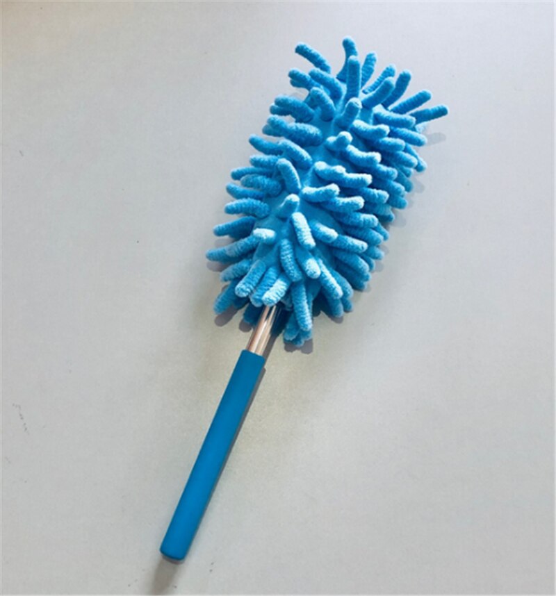 Telescopische Handvat Uitschuifbare Magic Cleaning Veer Borstel Wasbare Home Dust Removal Tool Microvezel Stofdoek Veer Borstel: Blue
