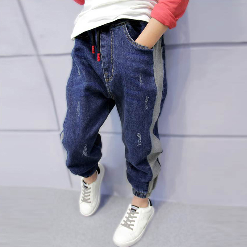 Diimuu børne jeans drenge afslappede denimbukser børn elastik wasit løse haremsbukser baby casual cowboybukser pasform 5-13y: 6t