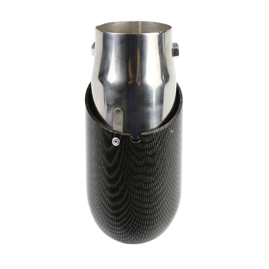 1Pc Universele Auto Carbon Fiber Gestreepte Uitlaatpijp Uitlaat Staart Keel Rvs 66Mm Inlaat