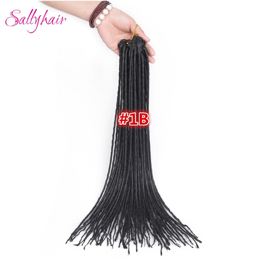 Sallyhair-extensiones de pelo largo para hombre y mujer, trenzas de ganchillo sintéticas, blancas y negras, 20 pulgadas, 12 hebras, hechas a mano: #1B