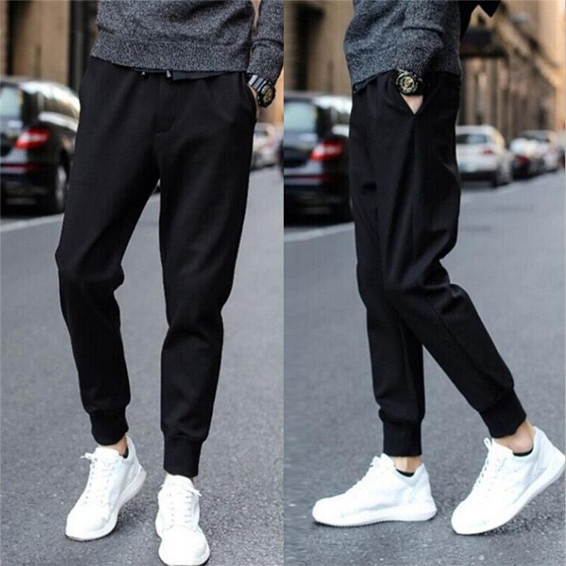 Mens pants Summer Solid Drawstring Pocket Sports Trousers Casual Beam Feet Pants jogging Casual Sport Pants #4ma6