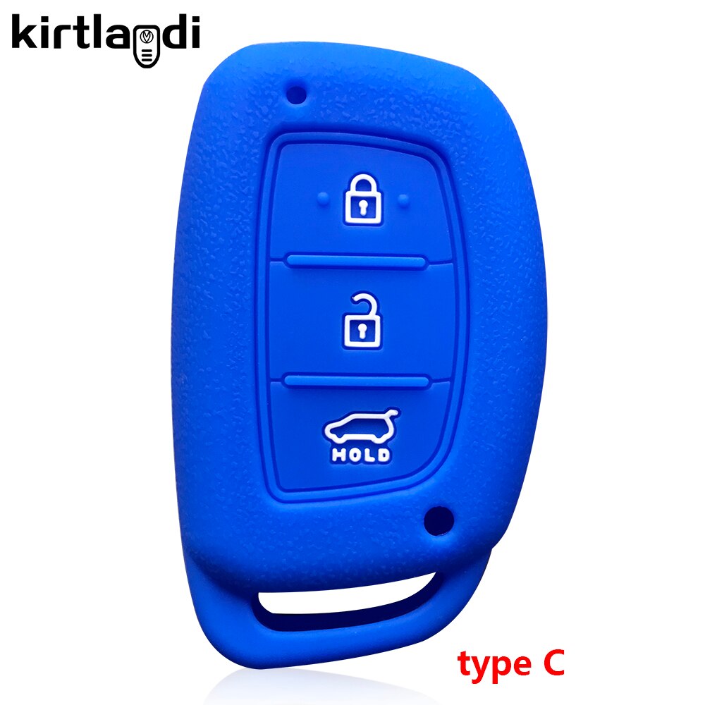 Kirtlandi – housse de protection en Silicone pour clé de voiture, pour Hyundai Solaris I10 I20 Ix25 Elantra, accessoires: type C blue