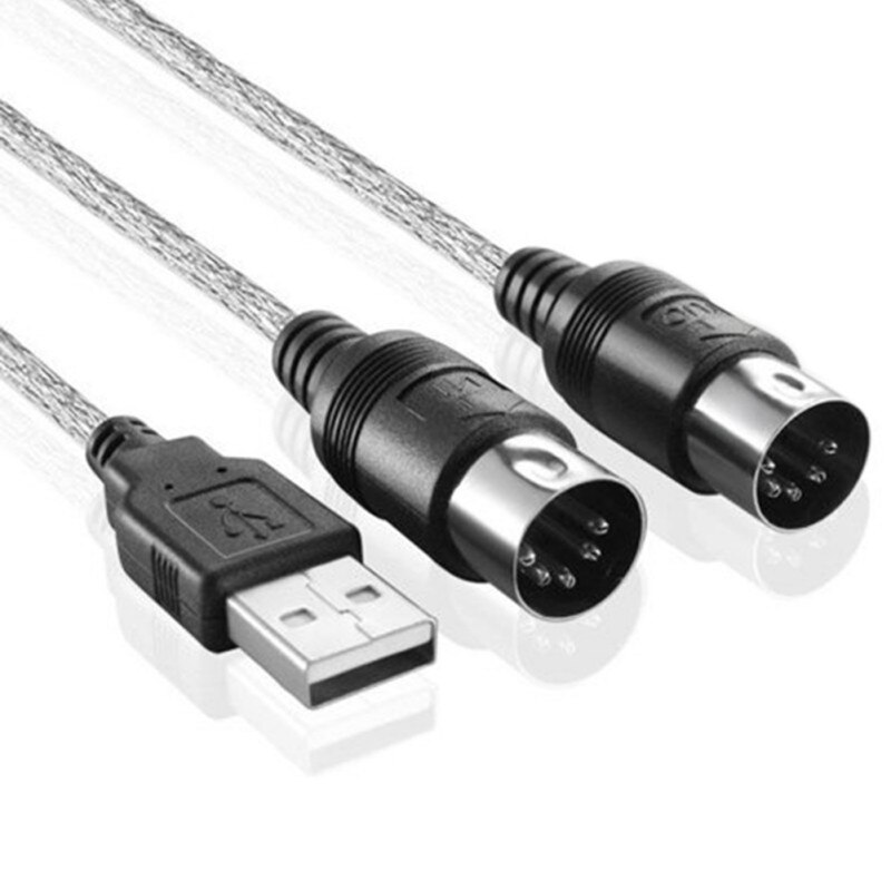 MIDI to USB Cable Convert Adapter USB IN-OUT MIDI Interface Cable Converter to PC Music Keyboard Adapter Cords 16 Channels