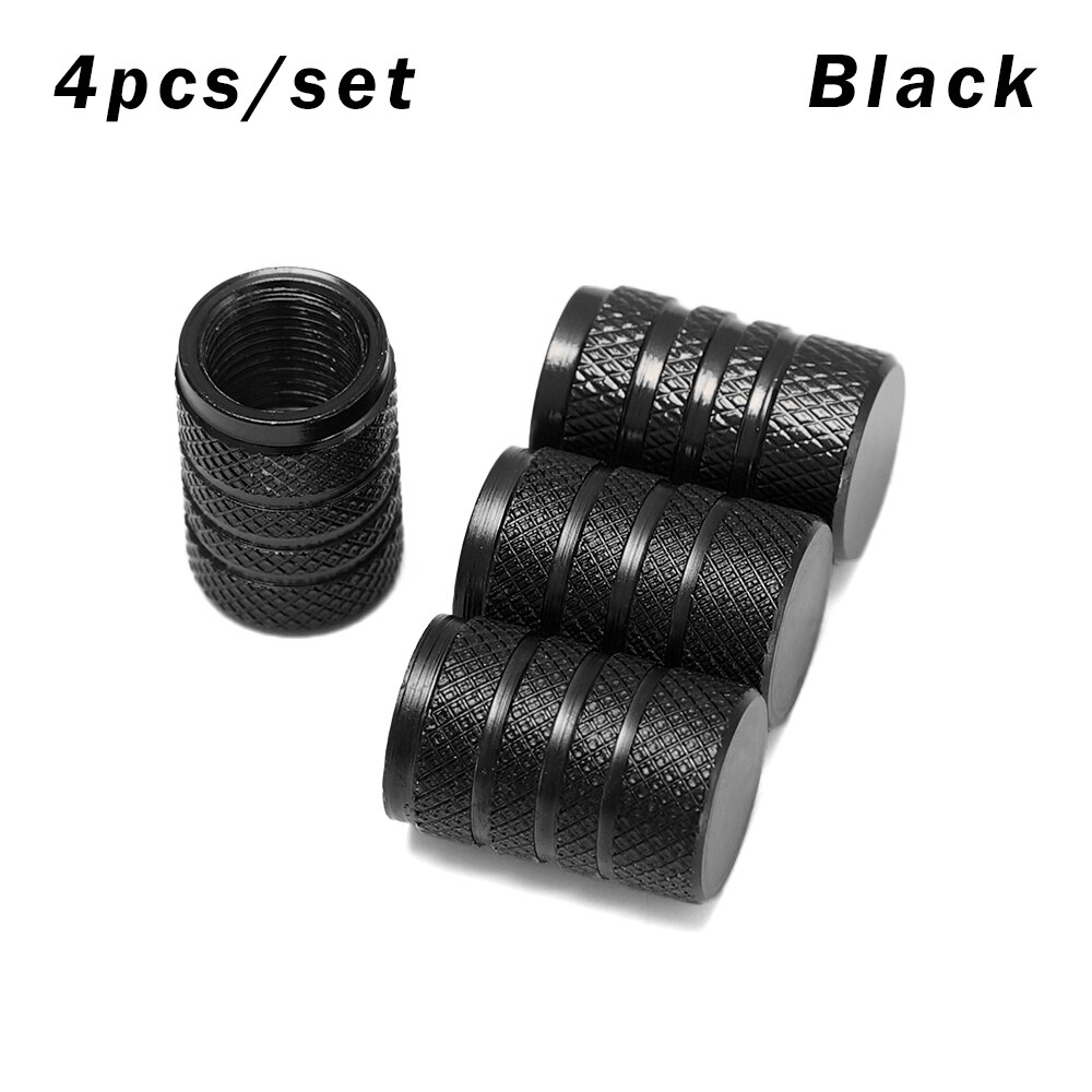 1/4Pcs Universal Dustproof Aluminium Alloy Bicycle Cap Wheel Tire Covered Car Truck Tube Tyre Bike Accessories: Black