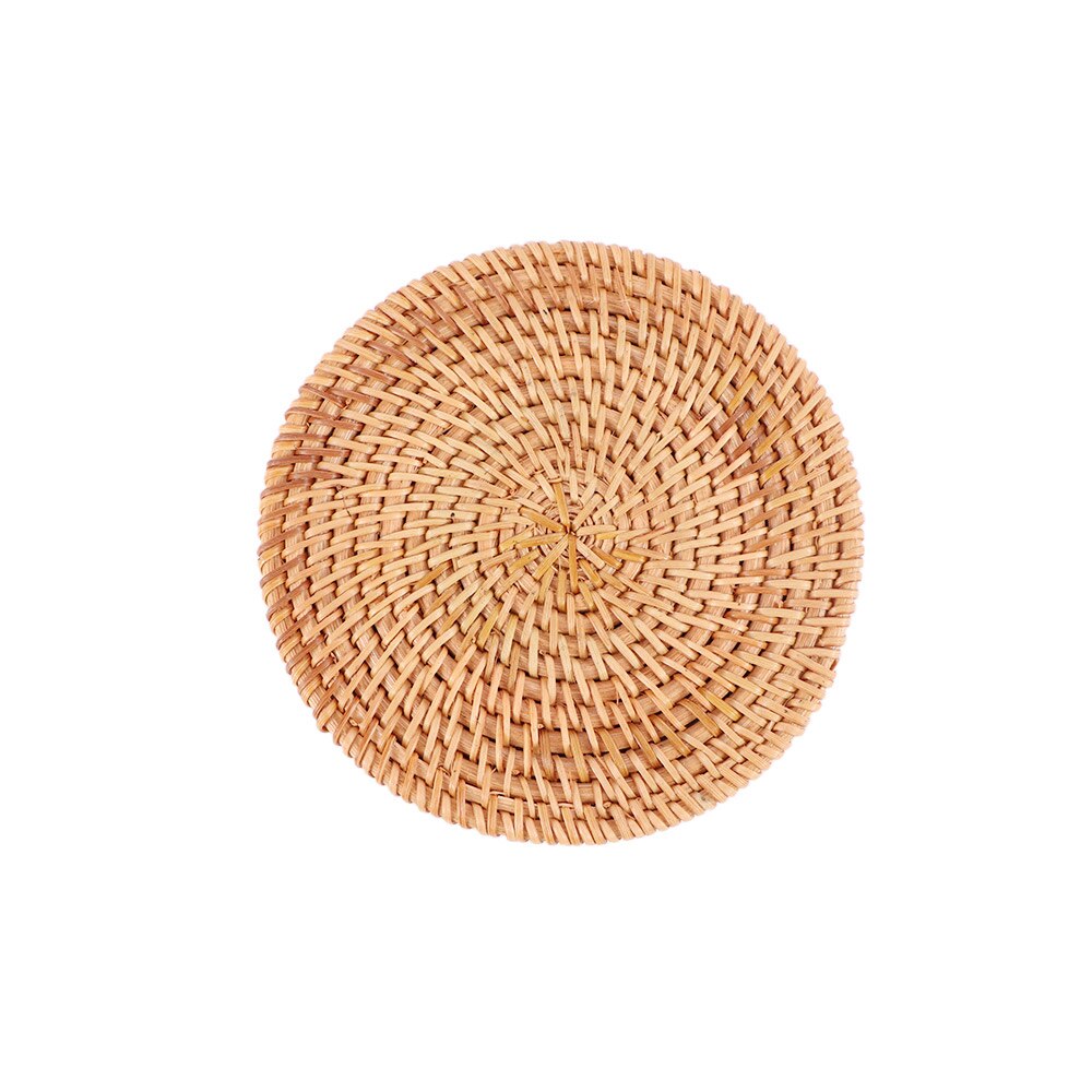 1Stck Runde Natürliche Rattan Untersetzer Schüssel Pad Handarbeit Gewebt Tischsets Tabelle Polsterung Tasse Matten Küche Dekoration Zubehör: 13cm