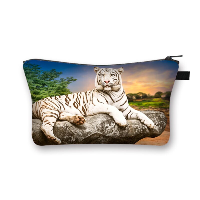 Biały nadruk tygrysa kosmetyczka moda kosmetyczka kosmetyczka torebka na suwak Organizer podróżna kosmetyczka kosmetyczka dziewczyny Mini torebka: shzbtiger8