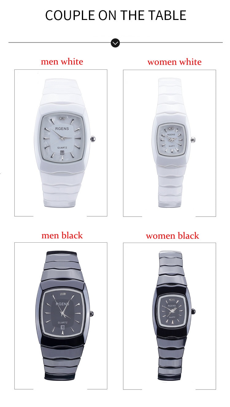 Luksus herre dame ægte sort keramik armbåndsure quartz firkantede originale damer mand elsker ure casual vandtæt diamant