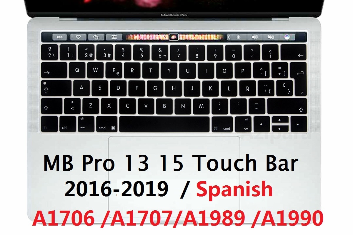 Eu Layout Spaans Cover Voor Macbook Pro 13 15 Touch Bar Eu Spaans Toetsenbord Cover A1706 A1989 a1707 A1990 Huid