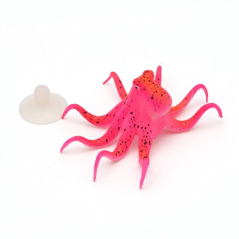 Pulpo Artificial fluorescente acuario con ventosa decoración de pecera