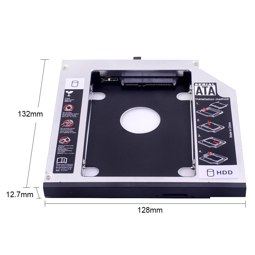 CHIPAL-carcasa de aluminio SATA III 2nd HDD Caddy de 12,7mm para SSD de 2,5 pulgadas, carcasa de HDD para Lenovo ThinkPad T420, T430, T510, T520, T530