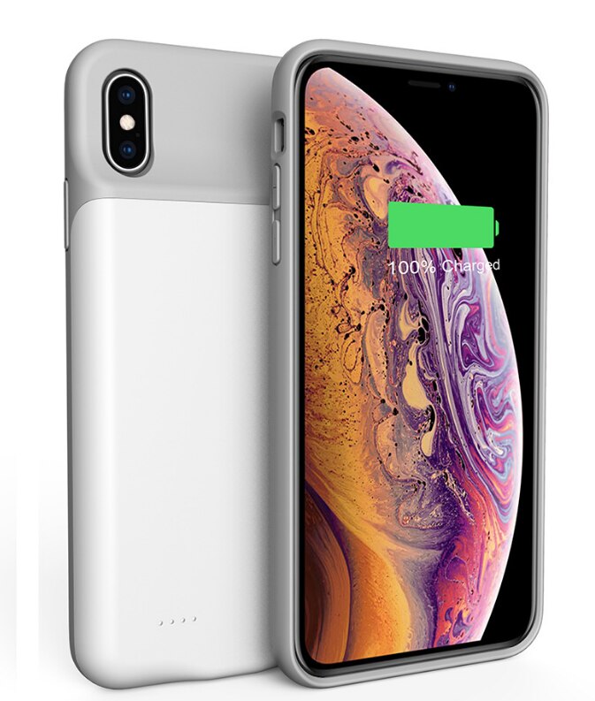 4000Mah Batterij Oplader Voor Iphone Xr Draagbare Batterij Opladen Cover Ultra-Dunne Siliconen Powerbank Case Voor Iphone xr: White