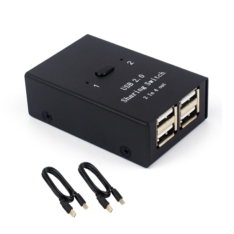 Usb Sharer Switch Box USB2.0 Handleiding Splitter Twee In Vier Out Geschikt Voor Computer Toetsenbord Muis Printer U Schijf Met kabel