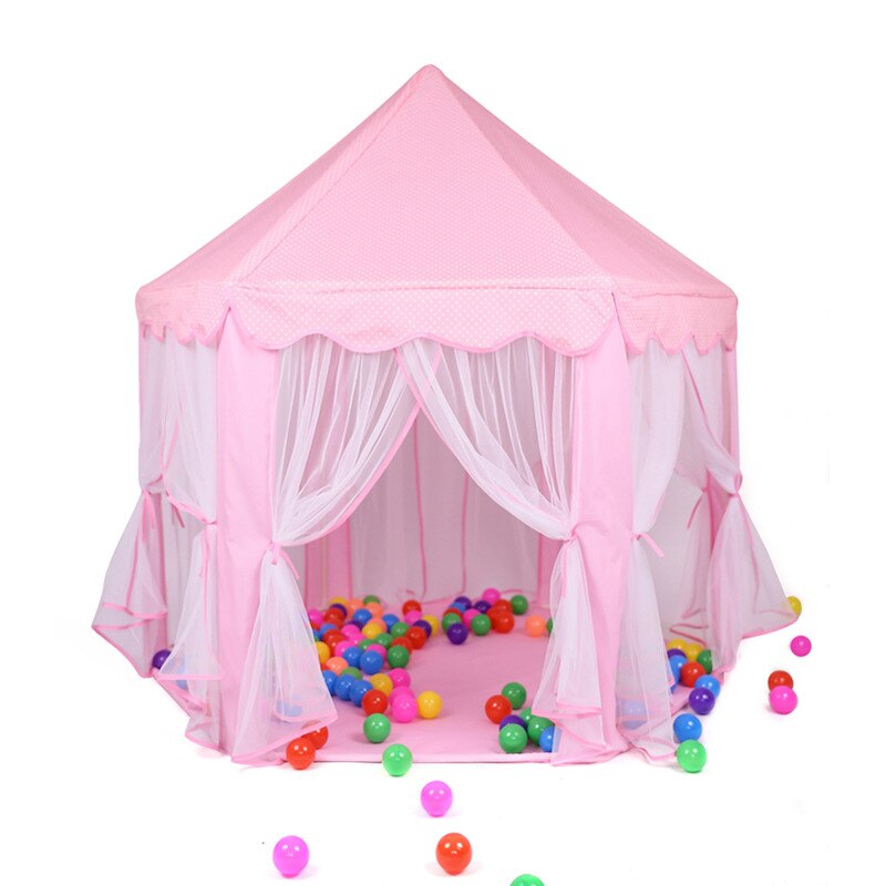 Speeltent voor kinderen, superfantastisch prinsessenkasteel, opvouwbaar speelhuis, luifeltent met led-verlichting voor kinderen binnen en buiten: Roze kleur