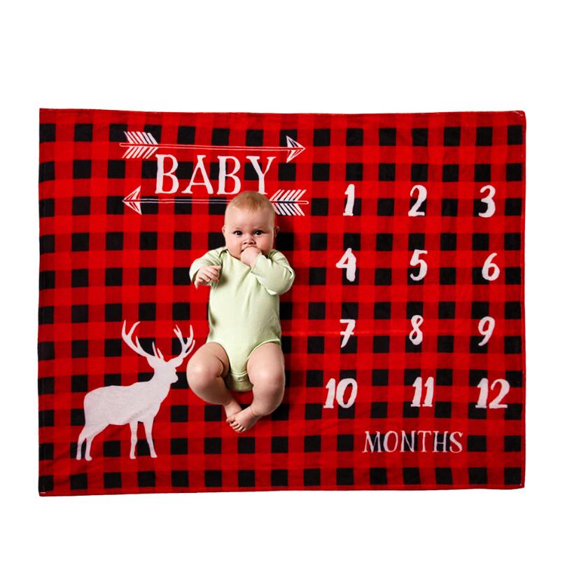 Zachte Flanellen Deken Gedenkteken Foto Achtergrond Baby Photo Props Baby Maandelijkse Groei Milestone Deken Warmswaddling Wrap: 6