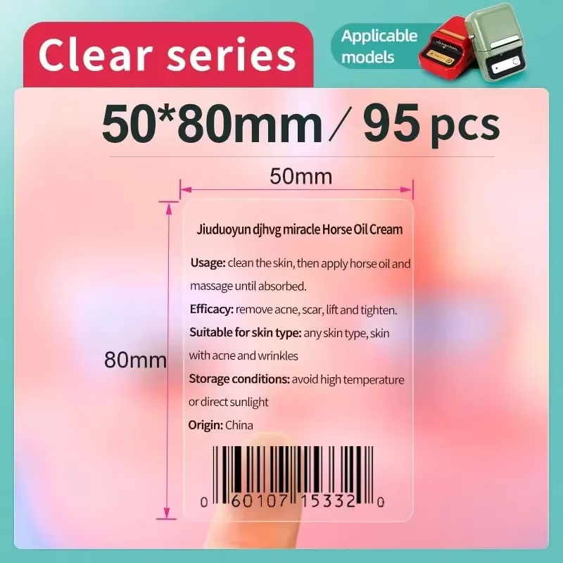 Niimbot B1 Transparent Stickers Label Printer Round/Square Portable Mini Printer Thermal Paper Labels For B21/B3S/B203 Niimbot: pink