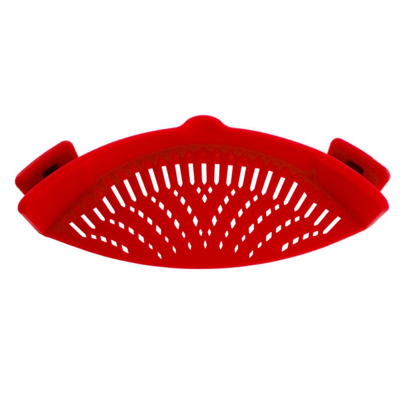 schnappen topf sieb/abtropffläche, Weiche Silikon Sieb, Clip auf Topf/Pfanne/schüssel-Obst Gemüse Nudel Pasta sieb, küche zubehör: rot