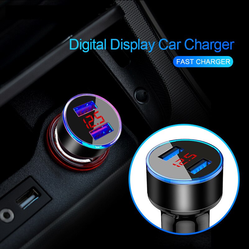 Ładowarka samochodowa do zapalniczki samochodowej Adapter USB do smartfona Ładowarka do telefonu komórkowego Podwójny wyświetlacz cyfrowy USB Woltomierz Szybkie ładowanie