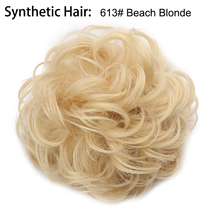 Extension capillaire Chignon élastique bouclée, Postiche Afro à Clip, Postiche Chignon synthétique, coiffure décoiffée, coiffure pour mariage, Q7: 613