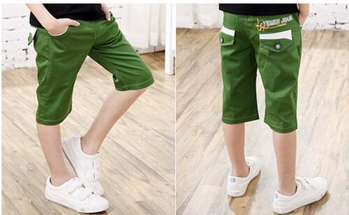 summer children causal shorts Kids embroidery letters shorts for boys 4-9 years !: Green / 4T